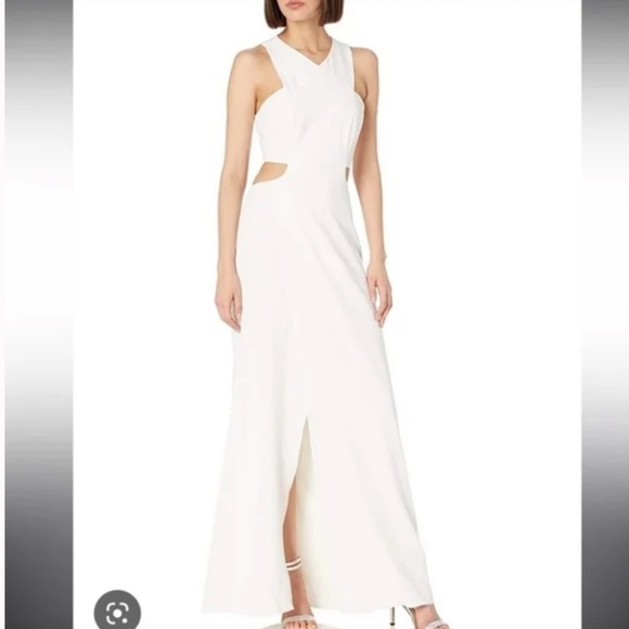 HALSTON Heritage Crepe Cut-out Back Sleeveless Maxi Dress - Picture 2 of 11